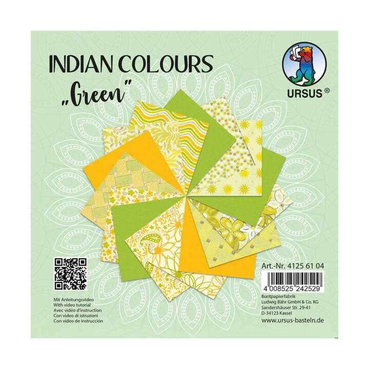 URSUS Spezialpapier Indian Colours (Grün, 15 Stück)