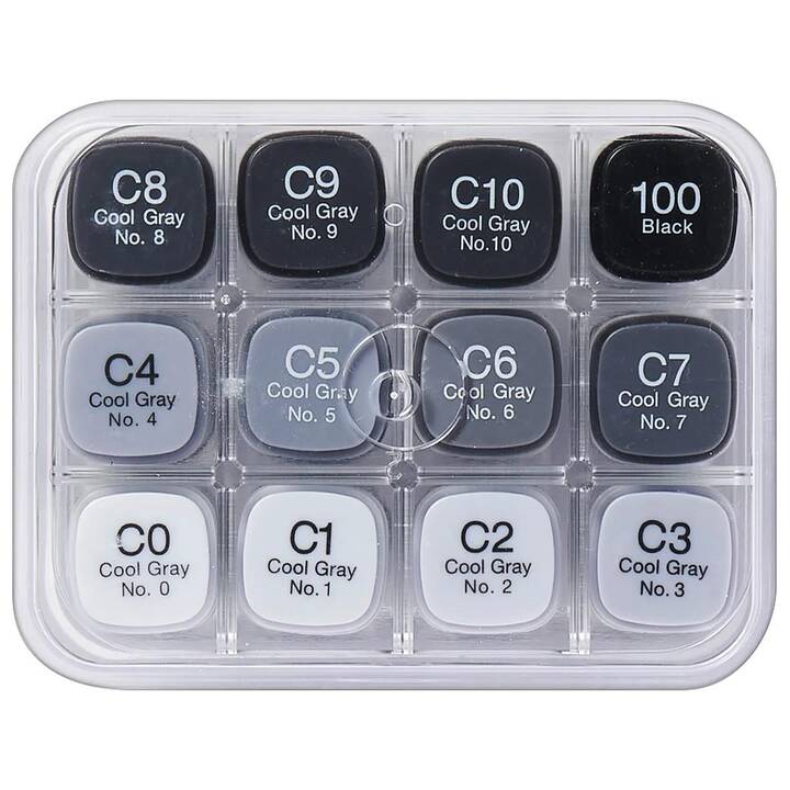 COPIC Marcatore creativo Classic (Grigio, Nero, Bianco, 12 pezzo)