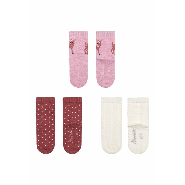 STERNTALER Chaussette pour bébé (18, Bordeaux, Pink, Blanc)