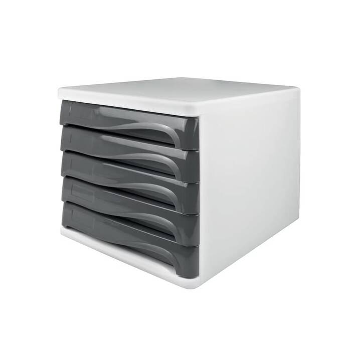 HELIT Büroschubladenbox Wave (26.5 cm  x 34.0 cm  x 25.0 cm, Weiss)