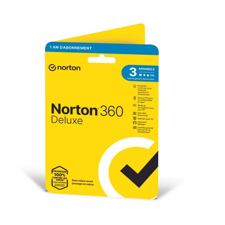 NORTON 360 Deluxe (Licence annuelle, 3x, 1 année, Français)