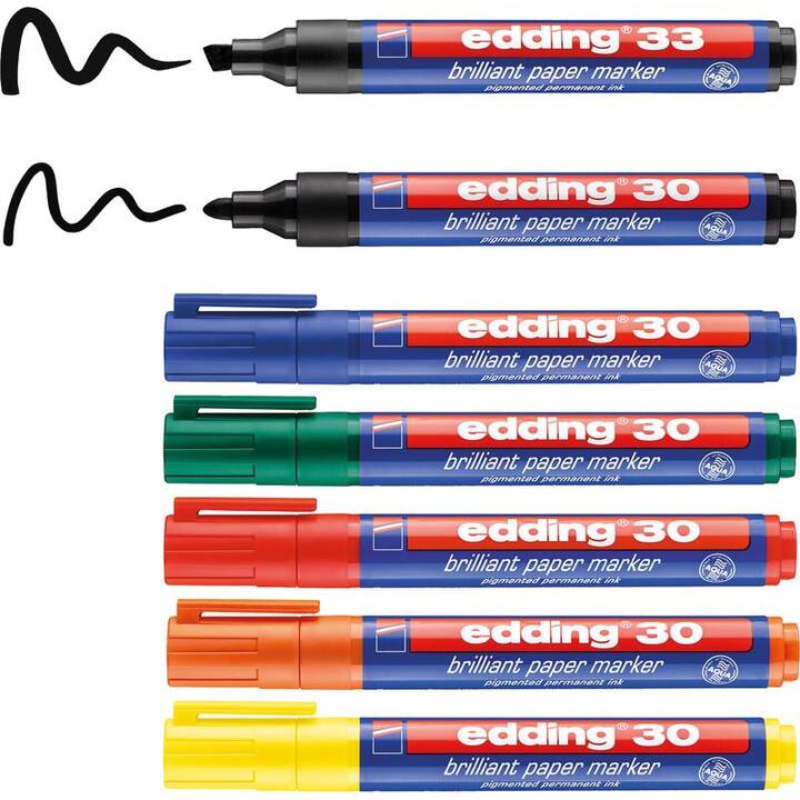 EDDING Marqueur pour Flipchart 30/33 E-7 (Jaune, Orange, Noir, Bleu, Vert, Rouge, 7 pièce)