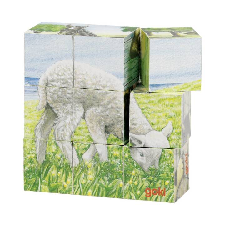 GOKI Bauernhoftiere Puzzle à cubes (6 x 9 x, 9 pièce)