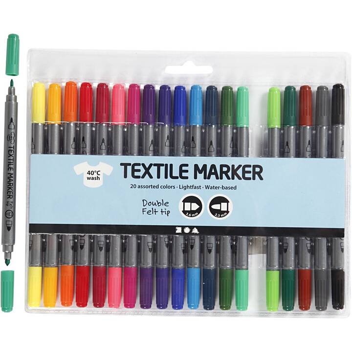 CREATIV COMPANY Marqueur textile 34817 (Multicolore, 20 pièce)
