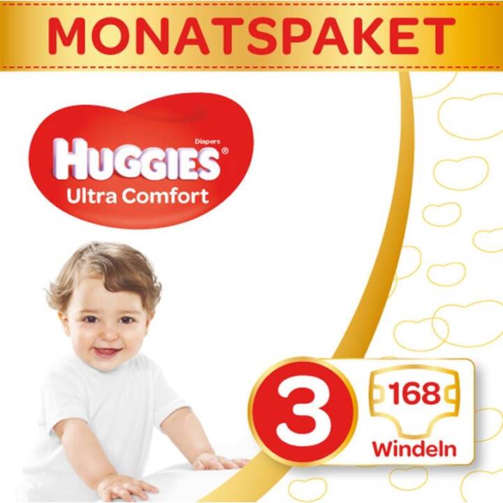 HUGGIES Ultra Comfort 3 (Boîte mensuel, 168 pièce)