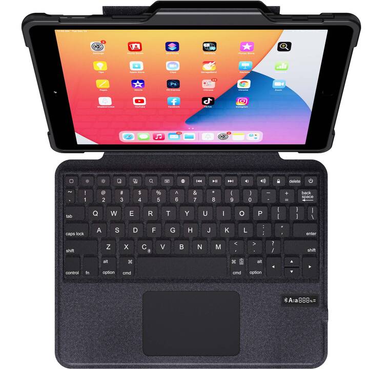 DEQSTER Rugged Type Cover / Tablet Tastatur (10.2", iPad Gen. 9 2021, iPad Gen. 8 2020, iPad Gen. 7 2019, Schwarz)
