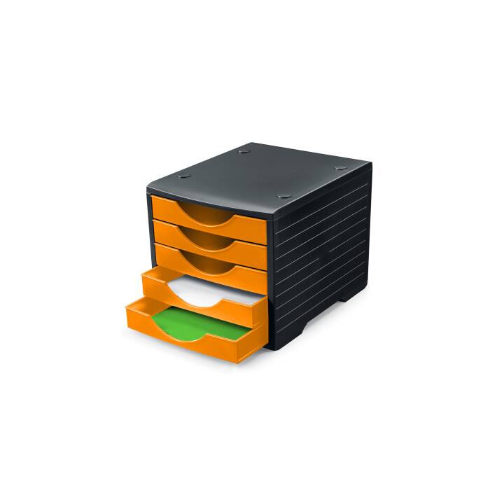 STYRO Büroschubladenbox (C4, Orange, Schwarz)