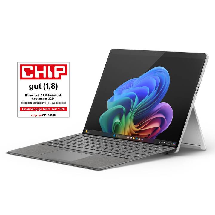 MICROSOFT Surface Pro avec adaptateur secteur – Copilot+ PC 11. Edition (13", Qualcomm, 16 Go RAM, 512 Go SSD, sans clavier)