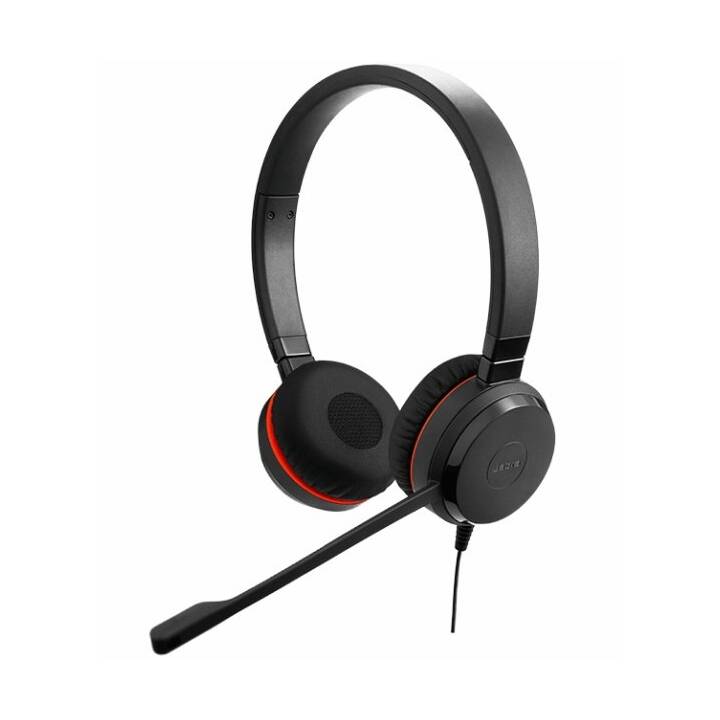 JABRA Office Headset Evolve 30 II MS Stereo (On-Ear, Kabel, Rot, Schwarz)