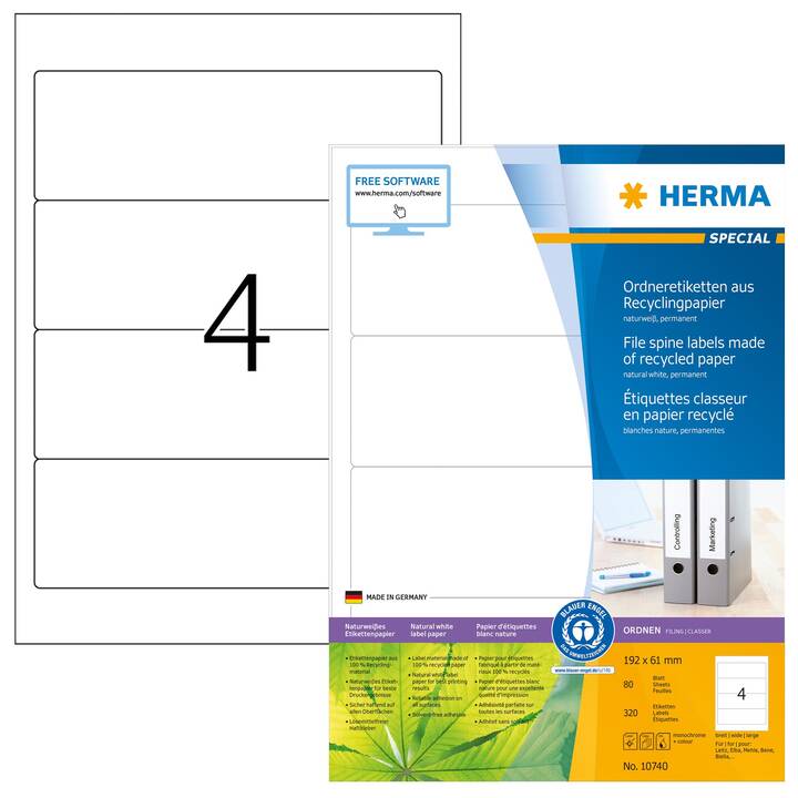 HERMA Ettiquettes (Blanc, A4, 80 feuille)