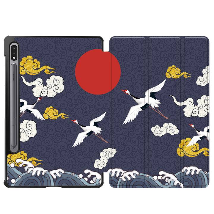 EG Flip cover pour Samsung Galaxy Tab S7 FE 12.4" (2021) - oiseau grue bleu