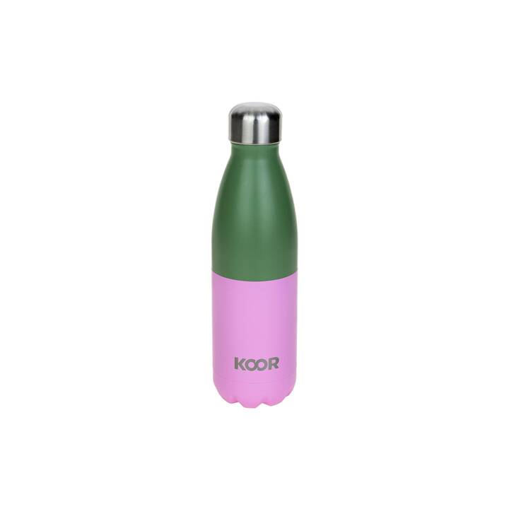 KOOR Thermo Trinkflasche Oliva / Flamingo (0.5 l, Lila, Grün, Rosa)