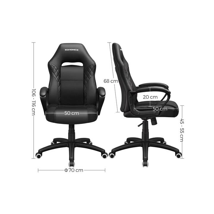 SONGMICS OBG38BKV1 Fauteuil de bureau piovant (Noir)