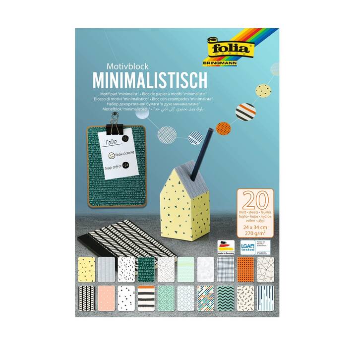 FOLIA Papier spécial Minimalistic (Multicolore, 20 pièce)