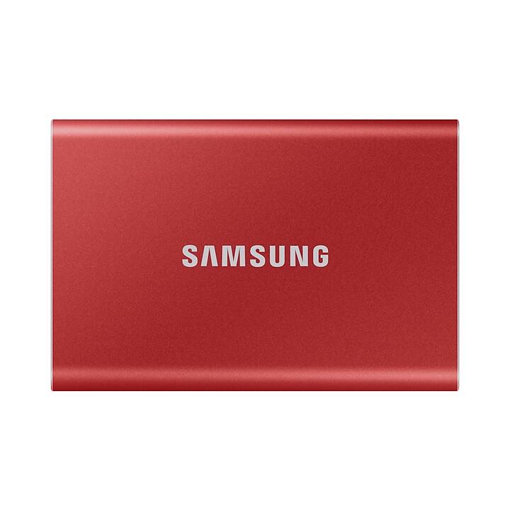 SAMSUNG Portable SSD T7 (USB di tipo C, 2000 GB, Metallico, Rosso)