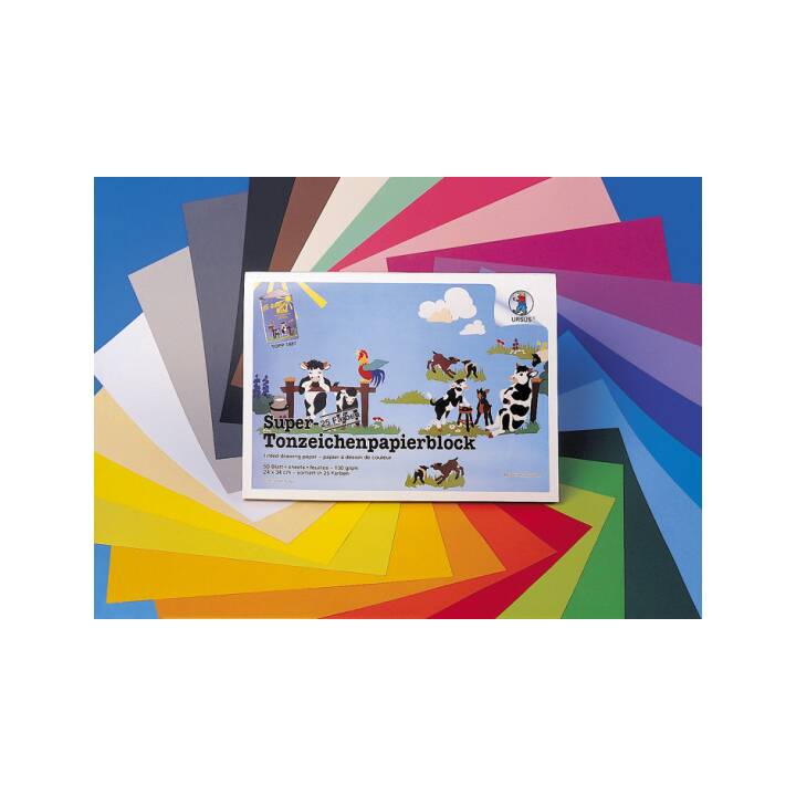 URSUS Papier à dessin de couleur (Multicolore, 50 pièce)