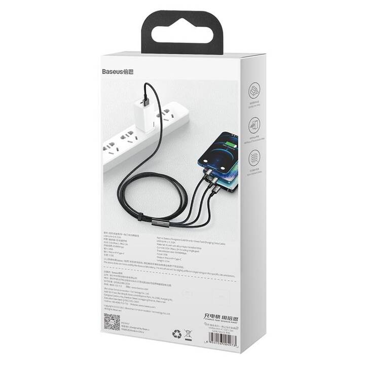 BASEUS Câble (USB Typ A, Micro USB Typ A, USB Type C, Lightning, 1.5 m)