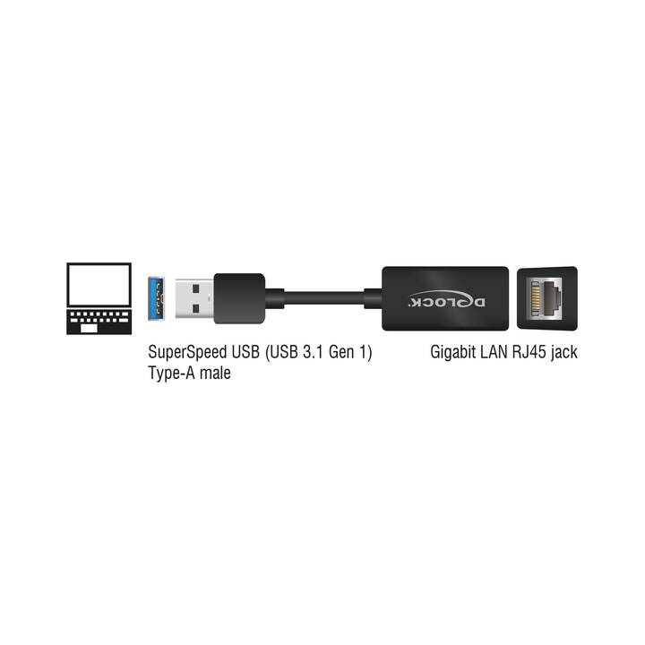 DELOCK Netzwerkadapterkarte (RJ-45 (LAN), USB A)