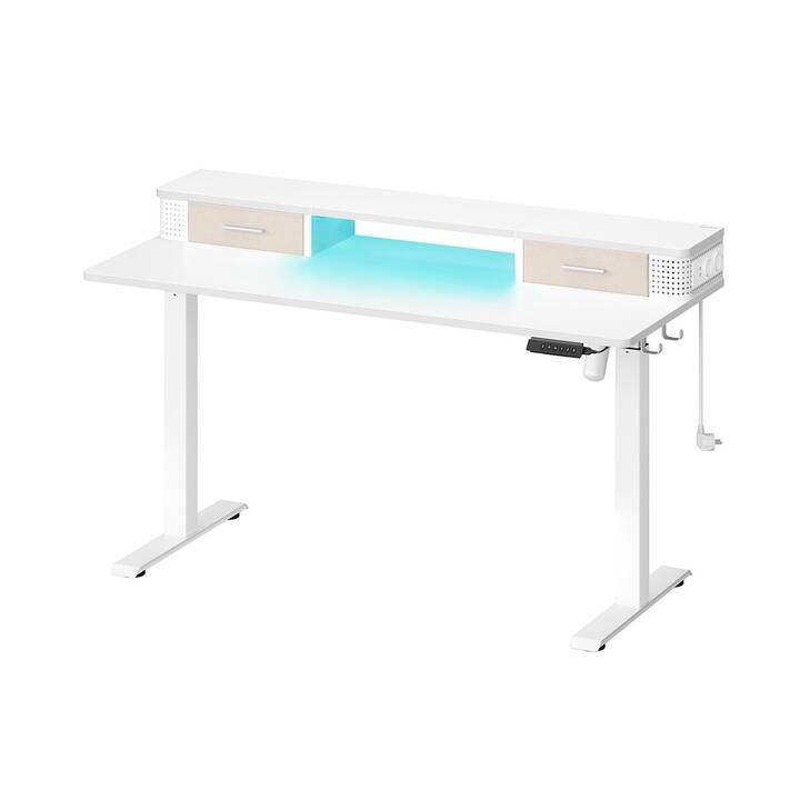 SONGMICS tavolo per computer (1400 mm x 600 mm, Beige, Grigio, Bianco)