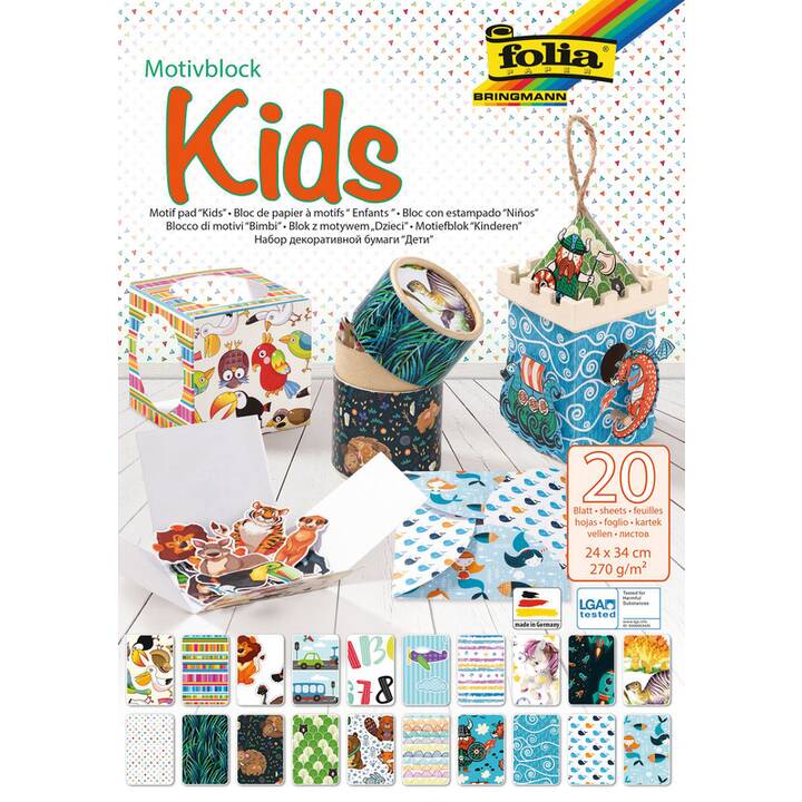 FOLIA Ensemble de papier de construction Kids (Multicolore, 20 pièce)