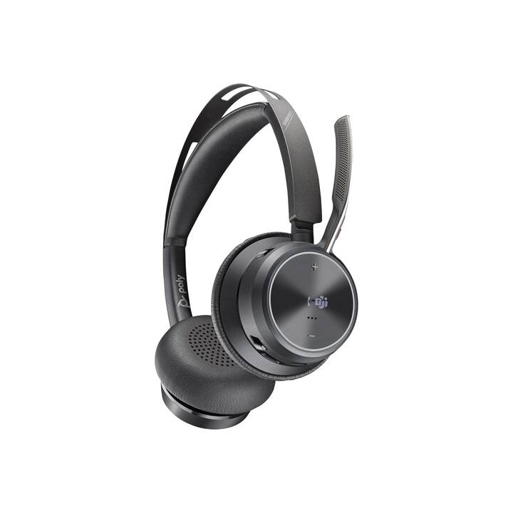 HP Office Headset Poly Voyager Focus 2 (On-Ear, Kabel und Kabellos, Schwarz)