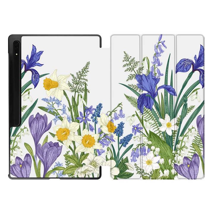 EG Housse (11", Galaxy Tab S9, Fleurs, Bleu)