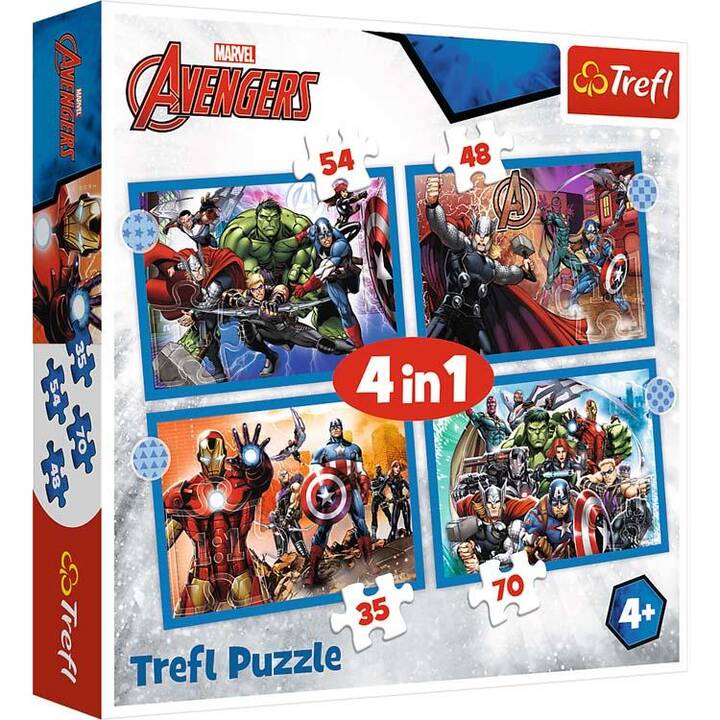 TREFL Marvel Avengers Puzzle (4 x 48 pièce, 70 pièce, 54 pièce, 35 pièce)