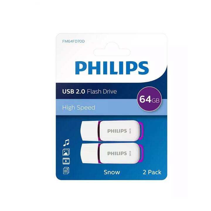 PHILIPS USB-Stick Snow Duo (64 GB, USB 2.0 de type A)