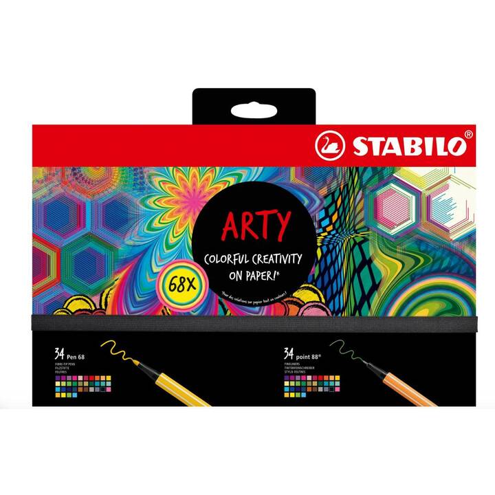STABILO Pen 68 & Point 88 ARTY Crayon feutre (Coloris assortis, 68 pièce)
