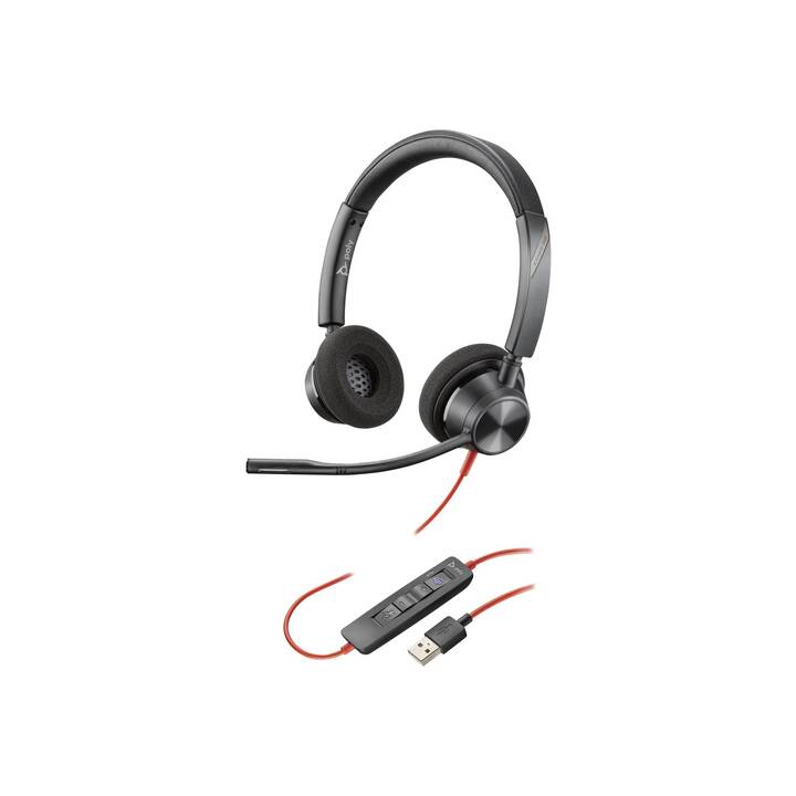 HP Office Headset Poly Blackwire 3325 (On-Ear, Kabel, Schwarz)