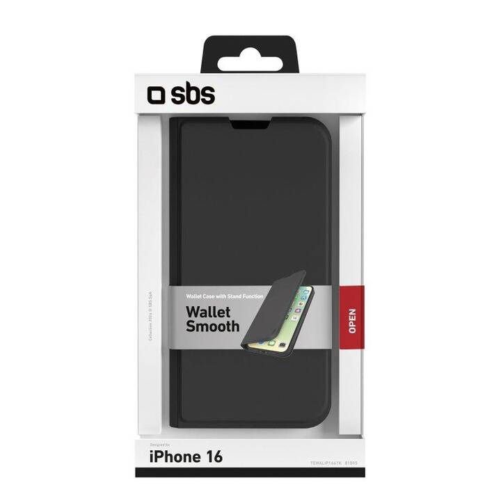 SBS Flipcover (iPhone 16, Nero)