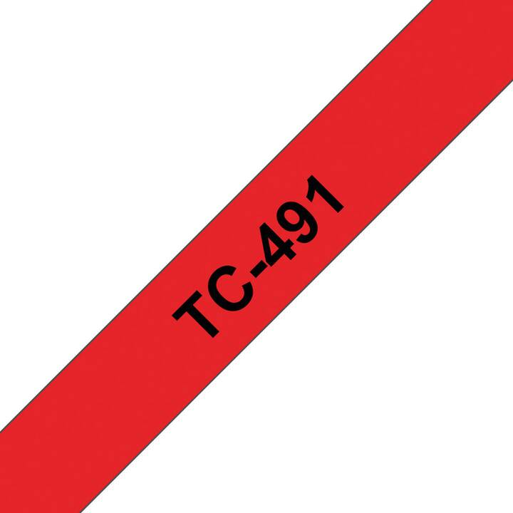 BROTHER TC491 Schriftband (Schwarz / Rot, 9 mm)