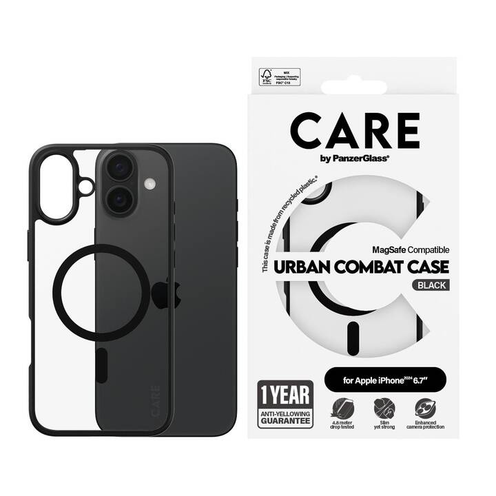 CARE Backcover MagSafe Flagship (iPhone 16 Plus, Transparent, Schwarz)