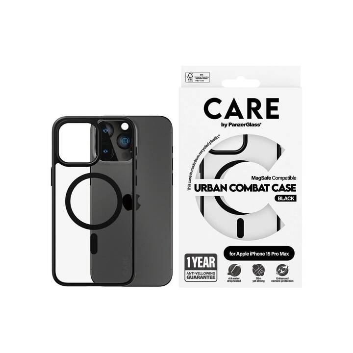 CARE Backcover MagSafe Flagship (iPhone 15 Pro Max, Transparent, Noir)