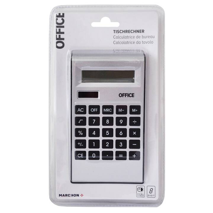 MARCHON OFFICE Calculatrice de poche (Fonctionement sur batterie standard, Cellules solaires)