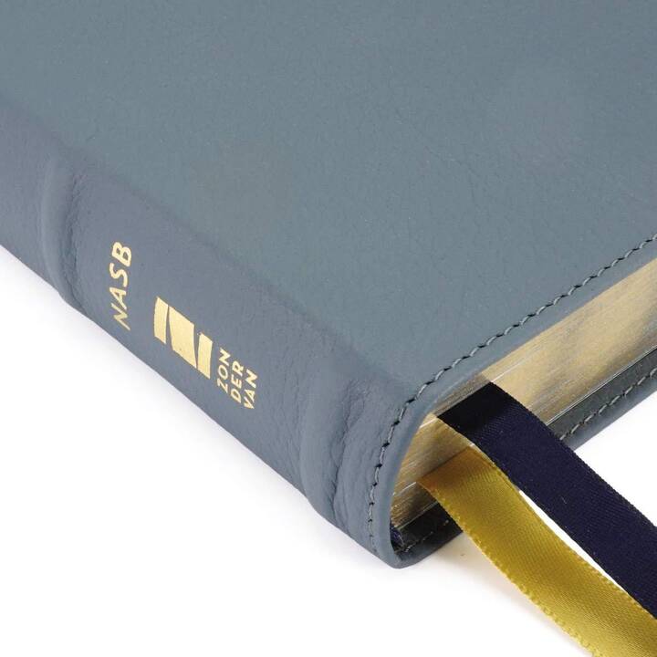 NASB, Thinline Bible, Large Print, Genuine Leather, Buffalo, Blue, Red Letter, 1995 Text, Comfort Print
