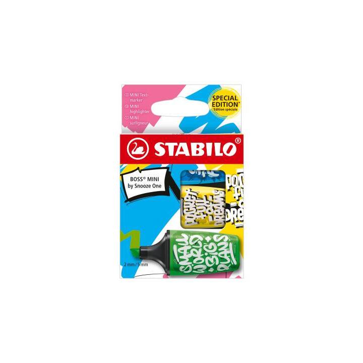 STABILO Textmarker Boss Mini (Farbig assortiert, 3 Stück)