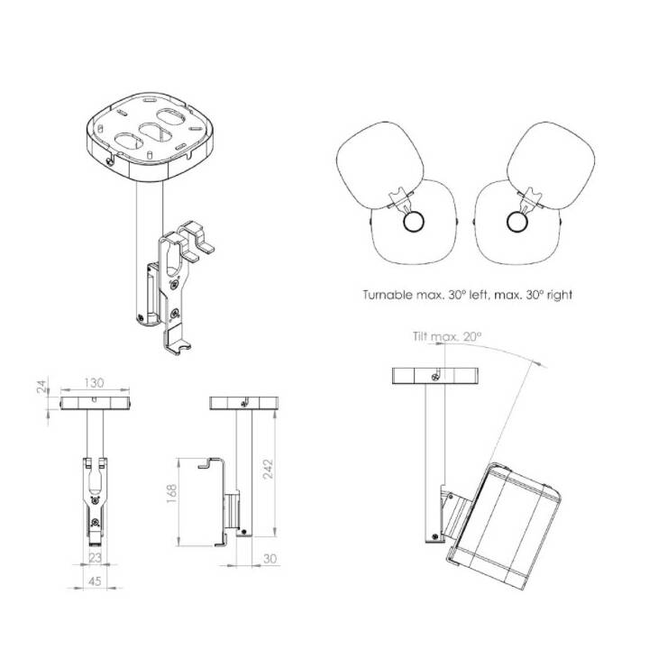 CAVUS Deckenhalterung (Sonos, Weiss)