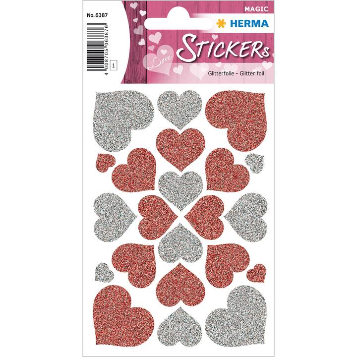 HERMA Autocollant Glittery (Coeur, 22 pièce)