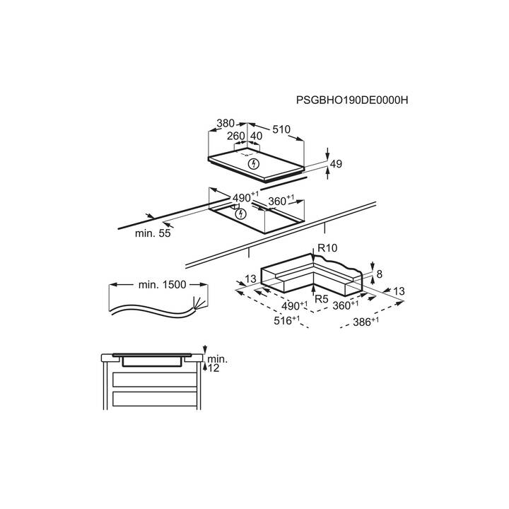 ELECTROLUX Piano di cottura / Piastra GK38TSILO (Inserire / totalmente integrabile)