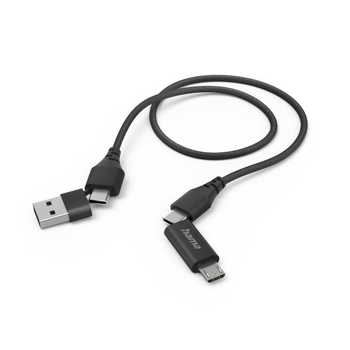 HAMA 4in1 Câble (USB de type A, USB 2.0, Micro USB Typ B, USB de type C, 1.5 m)