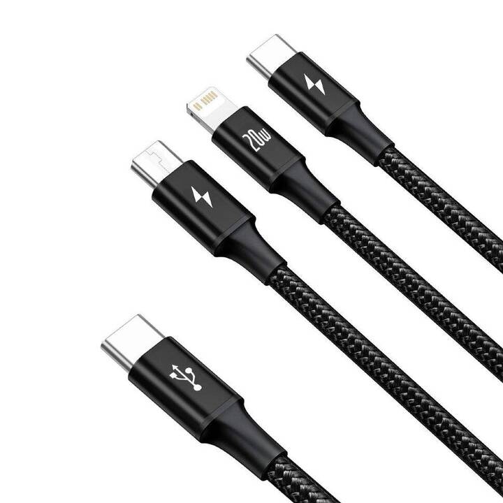 BASEUS Rapid 3-in-1 Kabel (USB Typ A, Micro USB Typ A, USB Typ C, Lightning, 1.5 m)