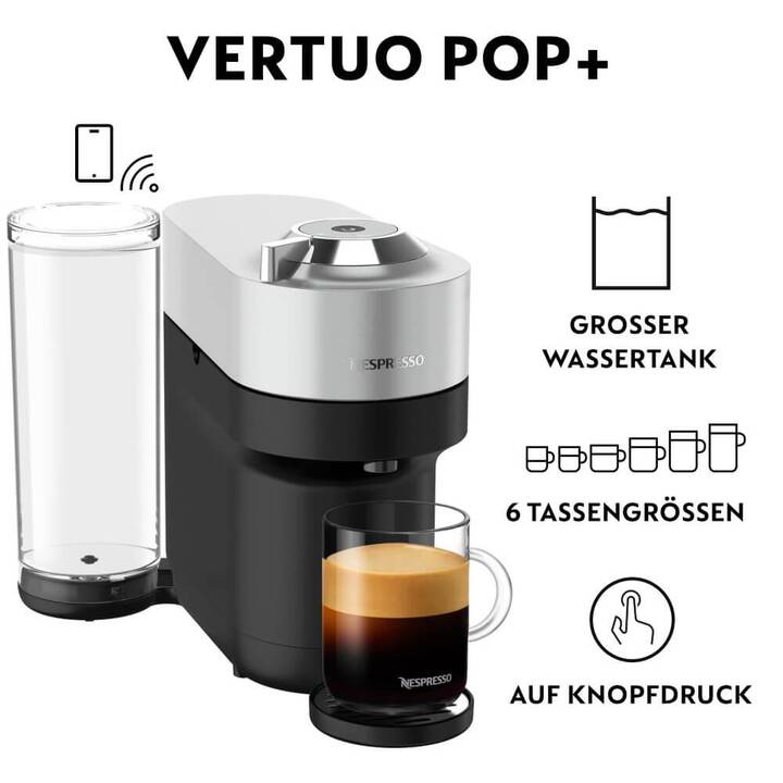 DELONGHI Vertuo Pop+ Deluxe (Nespresso Vertuo, Silber, Schwarz)