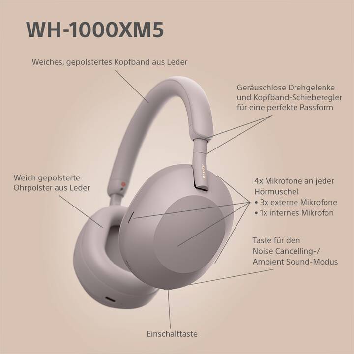 SONY WH-1000XM5 (ANC, Bluetooth 5.2, Smokey Pink)