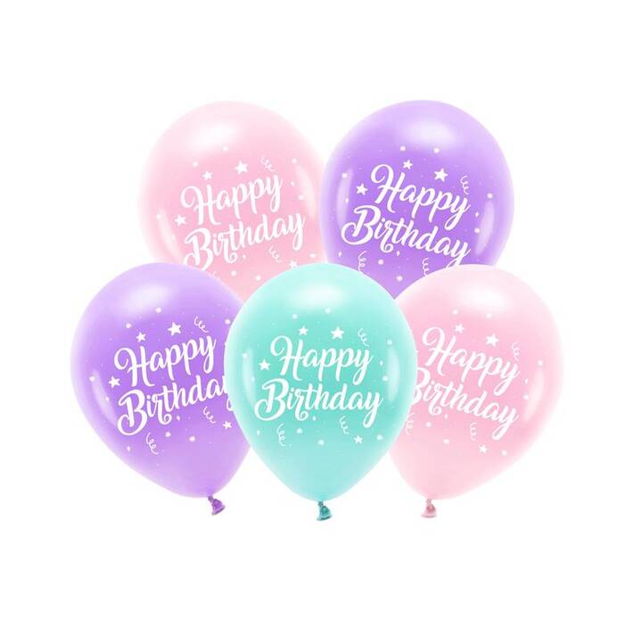PARTYDECO Ballon Happy Birthday (26 cm, 5 pièce)