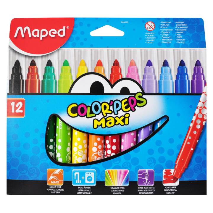 MAPED Color Peps Max Crayon feutre (Multicolore, 12 pièce)