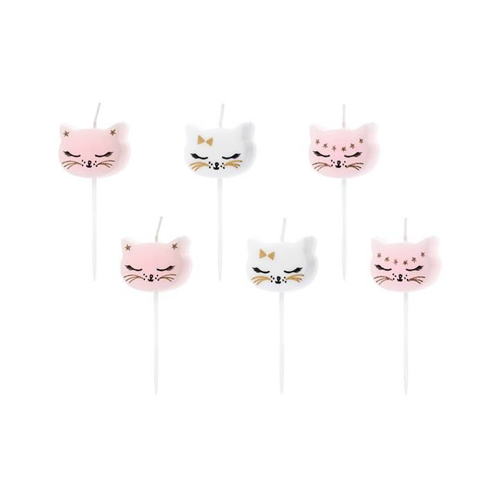 AMSCAN Bougie à gâteau Cat (6 pièce, Anniveraire, Blanc, Rose)