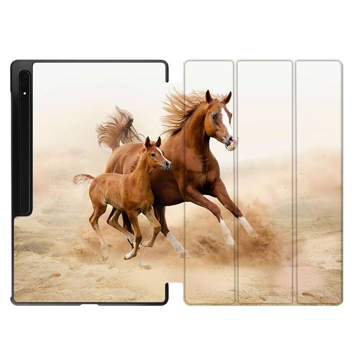 EG Housse (11", Galaxy Tab S9, Chevaux, Brun)