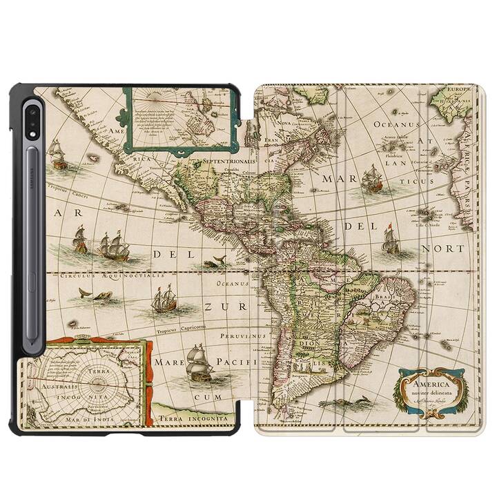 EG Custodia (11", Galaxy Tab S8, Carta geografica, Marrone)