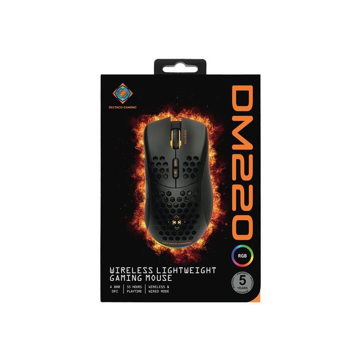 DELTACO DM220 Lightweight RGB Maus (Kabel und Kabellos, Gaming)